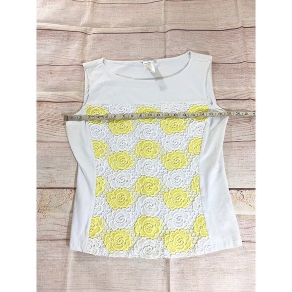NaraCamicie Women's White, Yellow Embroidered Cap Sleeve Top - III (XL) - Picture 7 of 9